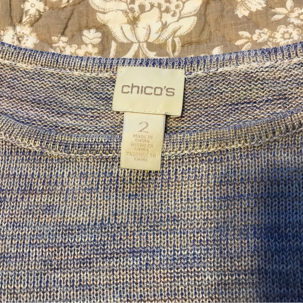 Chico's Blue and Cream Knit Top - Picture 5 of 7